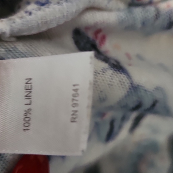 J.Jill Linen 3/4 Sleeve Colorful Lightweight V Neck Shirt Size Medium - Picture 3 of 8